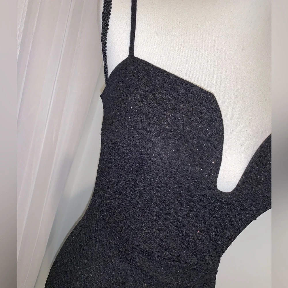 WINDSOR sparkle black vneck high cut formal prom dress size medium large 10 - Picture 10 of 13